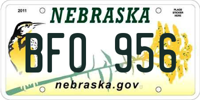 NE license plate BFO956