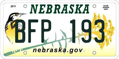 NE license plate BFP193