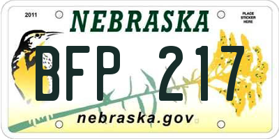 NE license plate BFP217