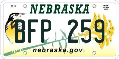 NE license plate BFP259