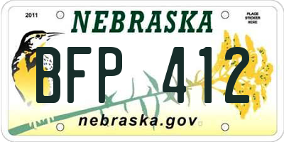 NE license plate BFP412