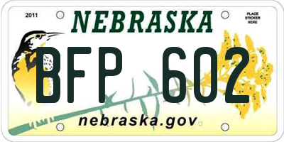 NE license plate BFP602