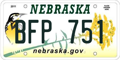 NE license plate BFP751