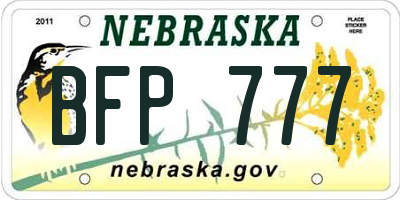 NE license plate BFP777
