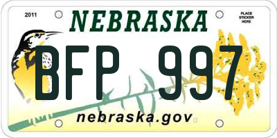 NE license plate BFP997