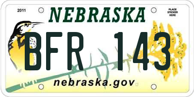 NE license plate BFR143