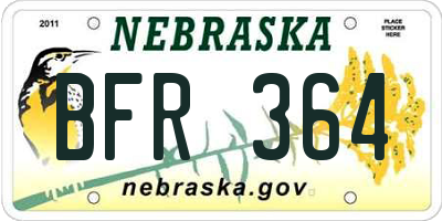 NE license plate BFR364