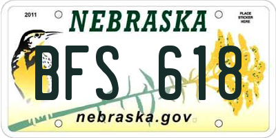 NE license plate BFS618