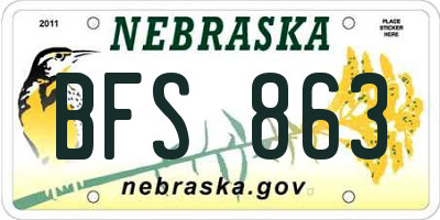 NE license plate BFS863