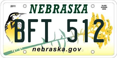 NE license plate BFT512