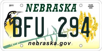 NE license plate BFU294