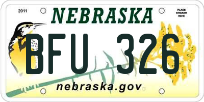 NE license plate BFU326