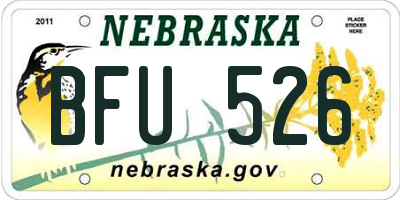 NE license plate BFU526