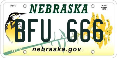 NE license plate BFU666