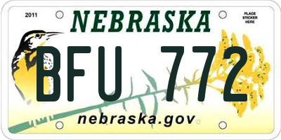 NE license plate BFU772
