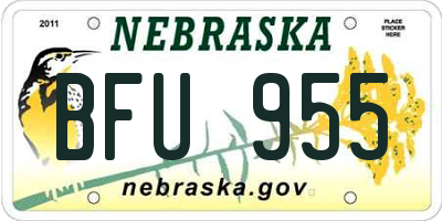 NE license plate BFU955