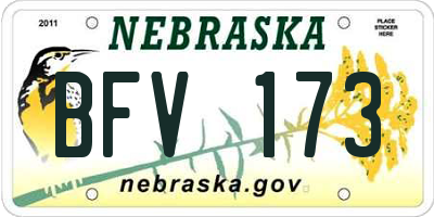 NE license plate BFV173