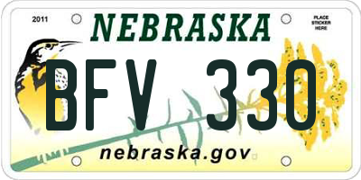 NE license plate BFV330