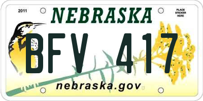 NE license plate BFV417