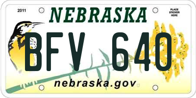 NE license plate BFV640