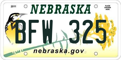 NE license plate BFW325