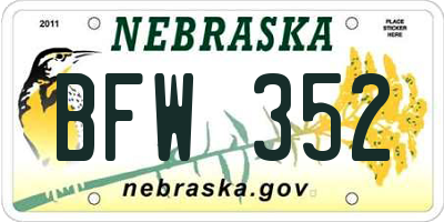 NE license plate BFW352