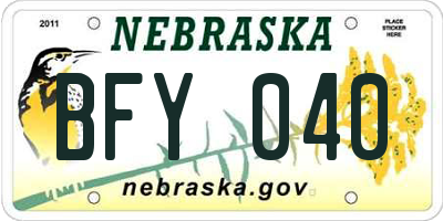 NE license plate BFY040