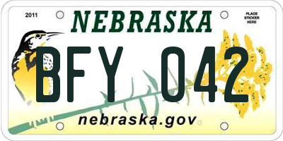 NE license plate BFY042