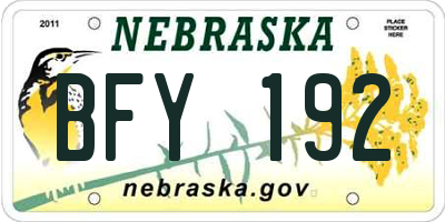 NE license plate BFY192