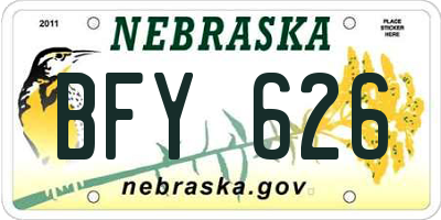 NE license plate BFY626