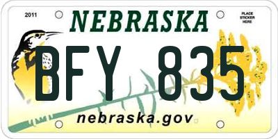 NE license plate BFY835