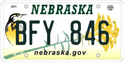 NE license plate BFY846
