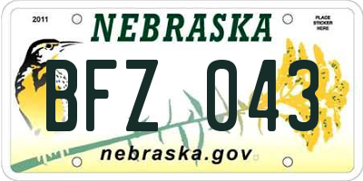 NE license plate BFZ043