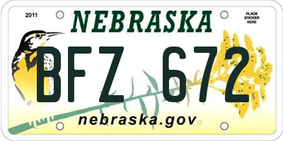 NE license plate BFZ672