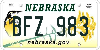 NE license plate BFZ983