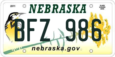 NE license plate BFZ986