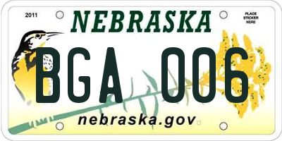 NE license plate BGA006