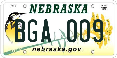 NE license plate BGA009