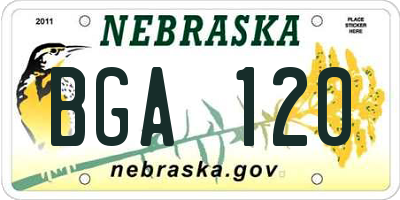 NE license plate BGA120