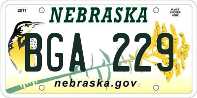 NE license plate BGA229