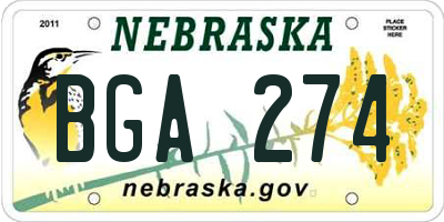 NE license plate BGA274
