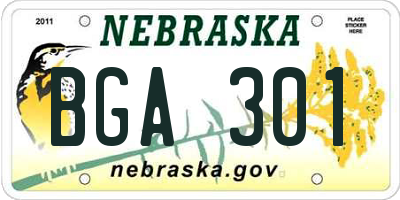 NE license plate BGA301