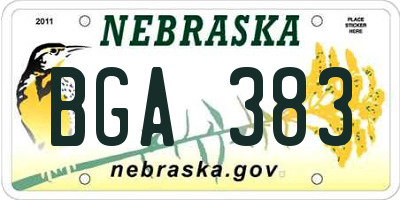NE license plate BGA383