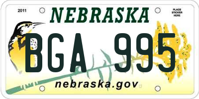 NE license plate BGA995