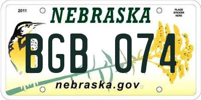 NE license plate BGB074