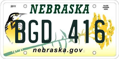 NE license plate BGD416