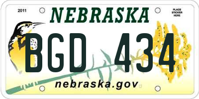 NE license plate BGD434
