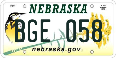 NE license plate BGE058