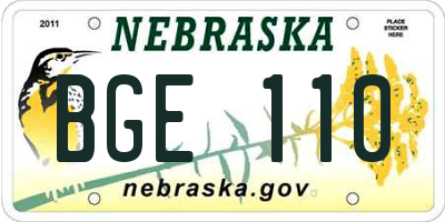 NE license plate BGE110