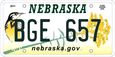NE license plate BGE657